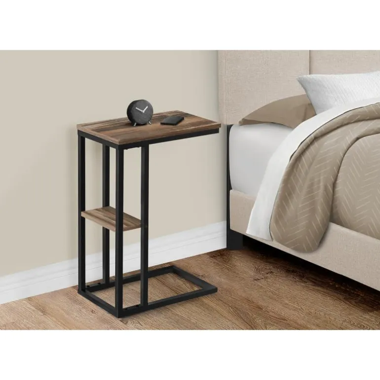 Side table / c table - 1 storage shelf / rectangular - 25"h - medium brown re - Monarch