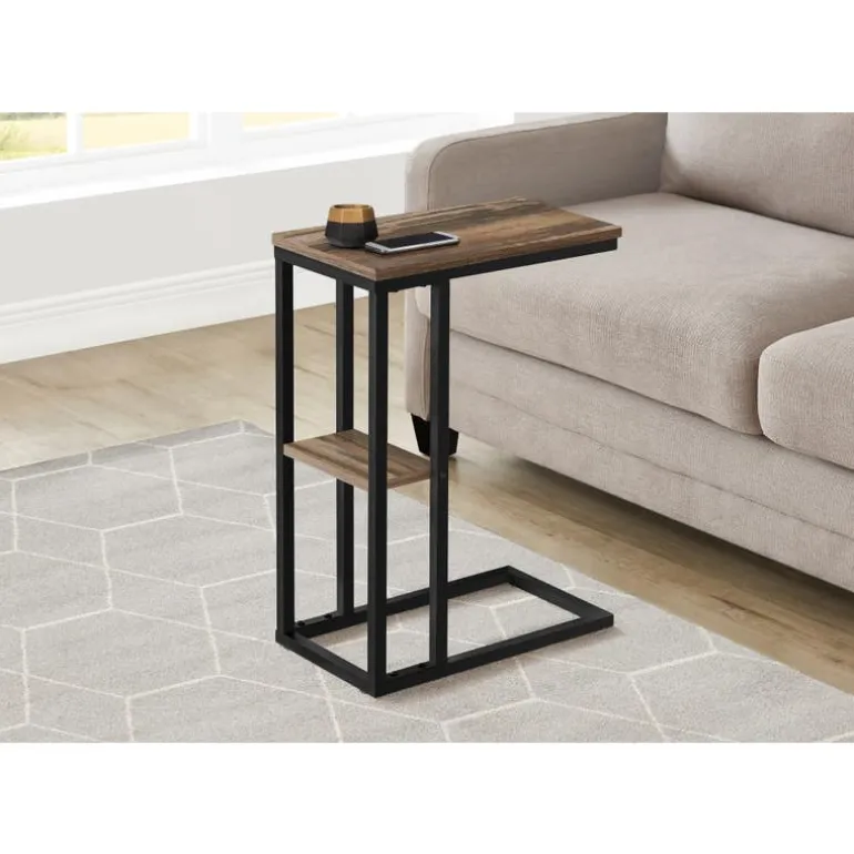 Side table / c table - 1 storage shelf / rectangular - 25"h - medium brown re - Monarch