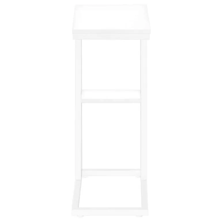 Side table / c table - 1 storage shelf / rectangular - 25"h - white/white met - Monarch