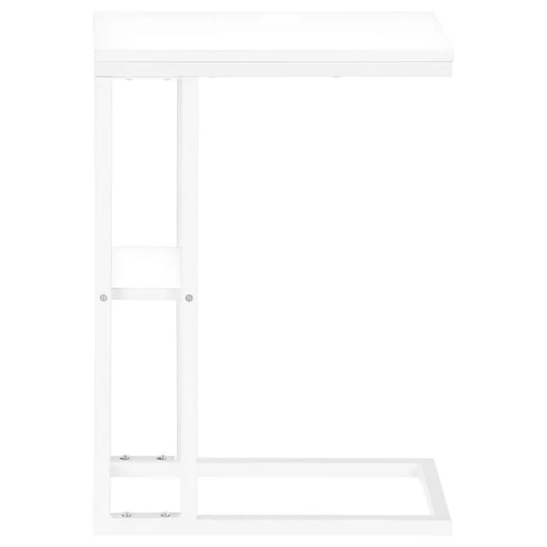 Side table / c table - 1 storage shelf / rectangular - 25"h - white/white met - Monarch
