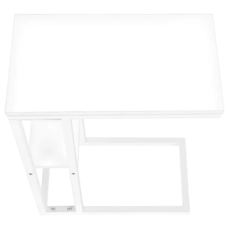 Side table / c table - 1 storage shelf / rectangular - 25"h - white/white met - Monarch