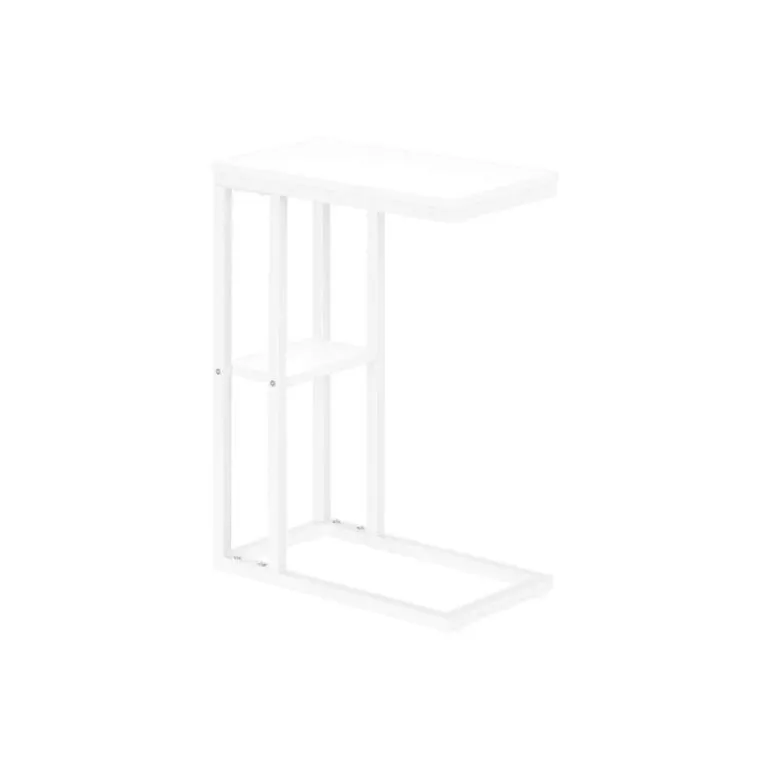 Side table / c table - 1 storage shelf / rectangular - 25"h - white/white met - Monarch