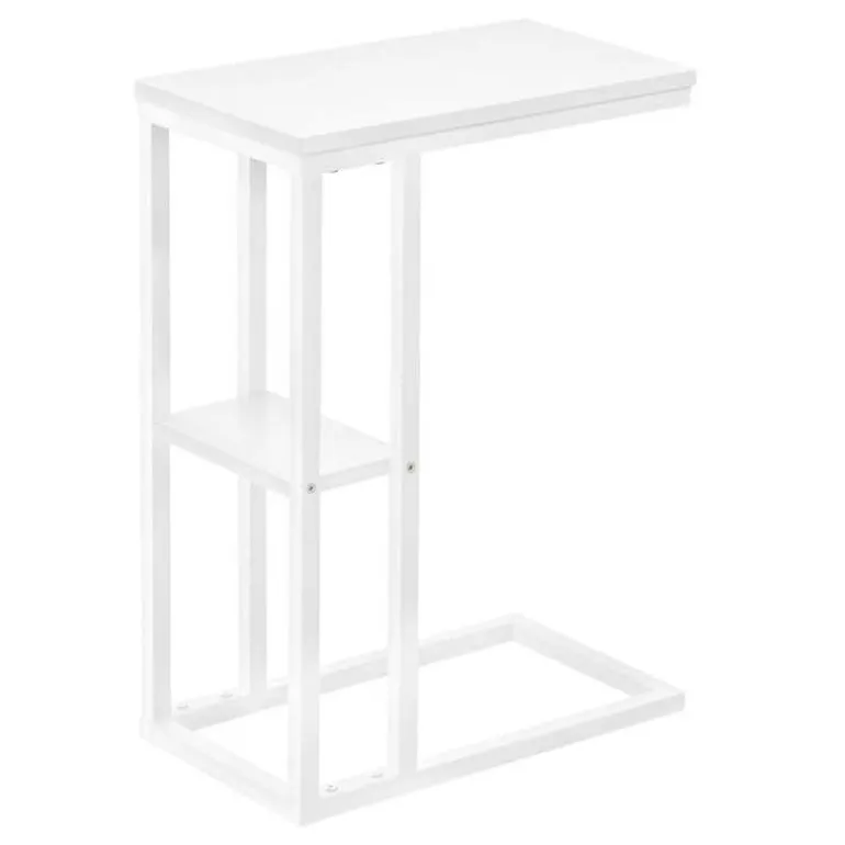 Side table / c table - 1 storage shelf / rectangular - 25"h - white/white met - Monarch