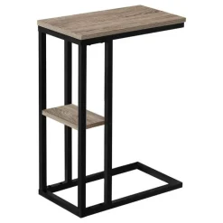 Side table / c table - 1 storage shelf / rectangular - 25"h - dark taupe/blac - Monarch