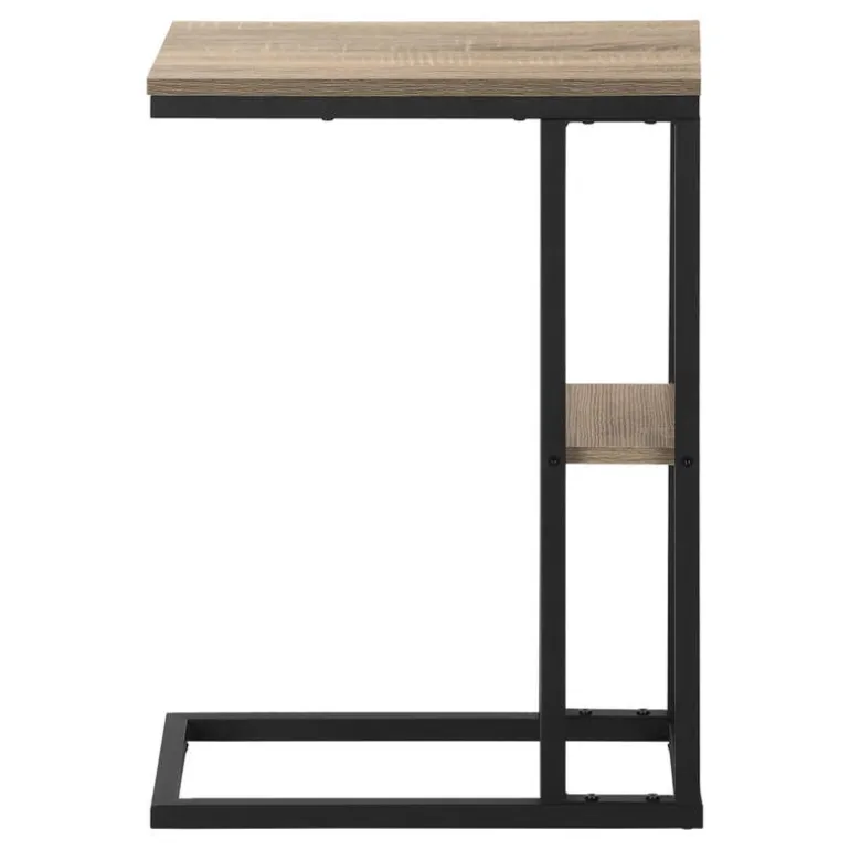 Side table / c table - 1 storage shelf / rectangular - 25"h - dark taupe/blac - Monarch