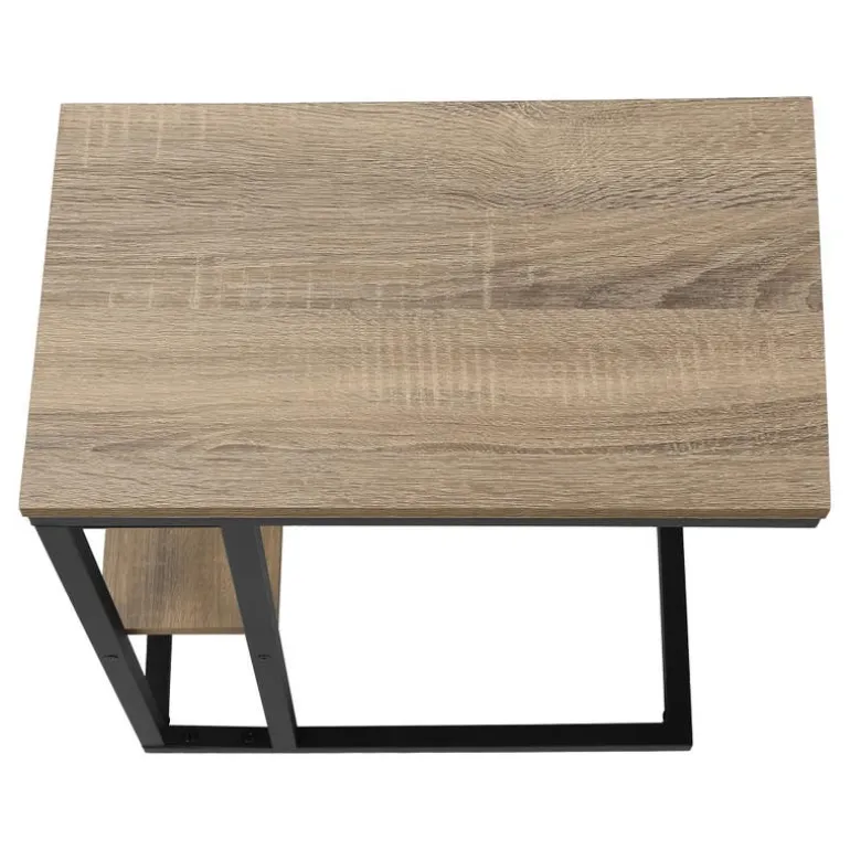 Side table / c table - 1 storage shelf / rectangular - 25"h - dark taupe/blac - Monarch