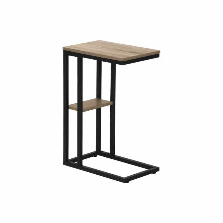 Side table / c table - 1 storage shelf / rectangular - 25"h - dark taupe/blac - Monarch