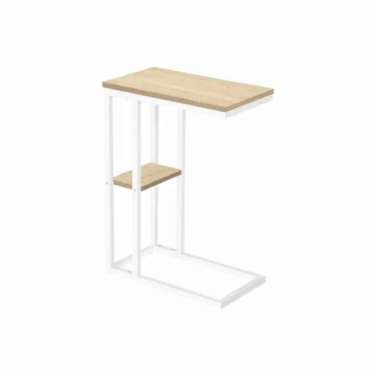 Side table / c table - 1 storage shelf / rectangular - 25"h - natural/white m - Monarch