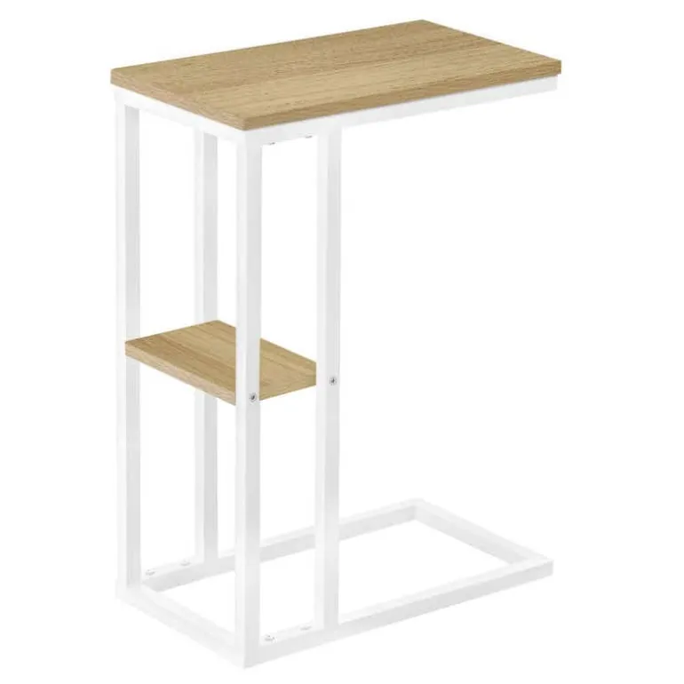 Side table / c table - 1 storage shelf / rectangular - 25"h - natural/white m - Monarch