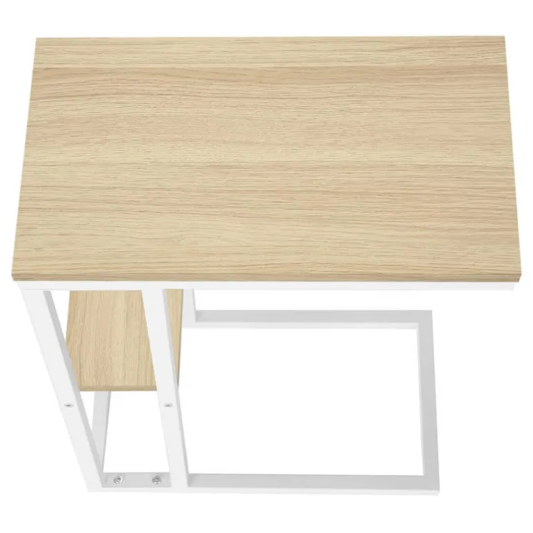 Side table / c table - 1 storage shelf / rectangular - 25"h - natural/white m - Monarch