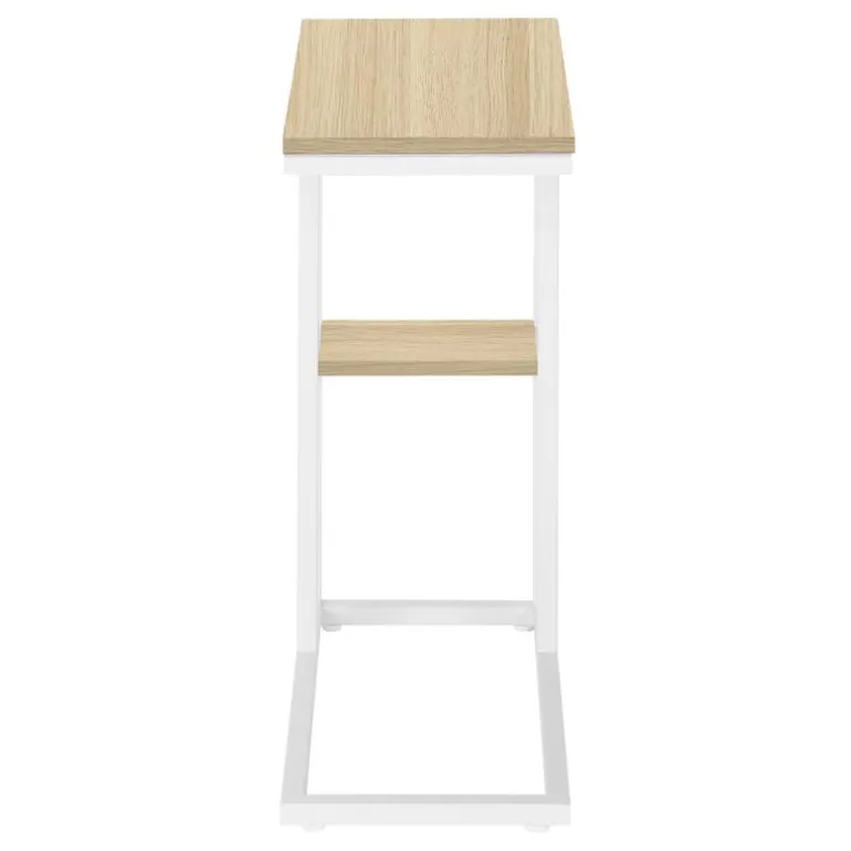Side table / c table - 1 storage shelf / rectangular - 25"h - natural/white m - Monarch