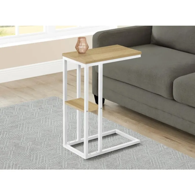 Side table / c table - 1 storage shelf / rectangular - 25"h - natural/white m - Monarch