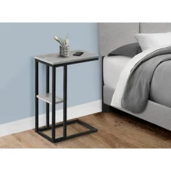 Side table / c table - 1 storage shelf / rectangular - 25"h - grey/black meta - Monarch