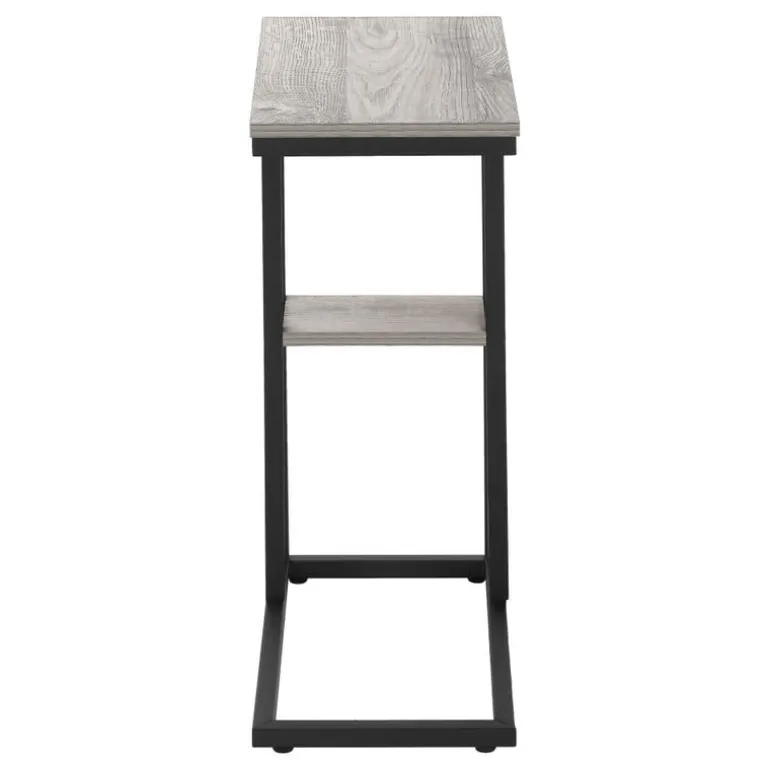 Side table / c table - 1 storage shelf / rectangular - 25"h - grey/black meta - Monarch