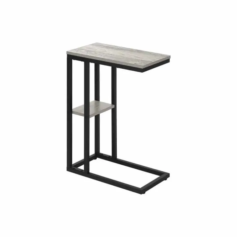 Side table / c table - 1 storage shelf / rectangular - 25"h - grey/black meta - Monarch