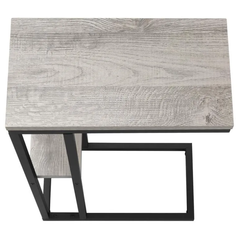 Side table / c table - 1 storage shelf / rectangular - 25"h - grey/black meta - Monarch