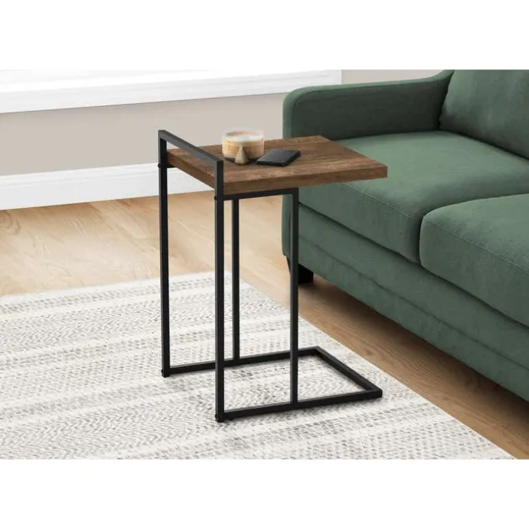 Side table / c table - thick-panel top / wide / rectangular - 25"h - brown re - Monarch