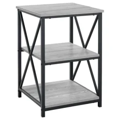 Side table / nightstand - 3 tiers / 2 shelves / square - 26