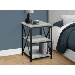 Side table / nightstand - 3 tiers / 2 shelves / square - 26
