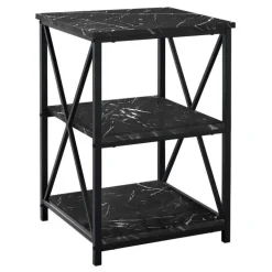 Side table / nightstand - 3 tiers / 2 shelves / square - 26