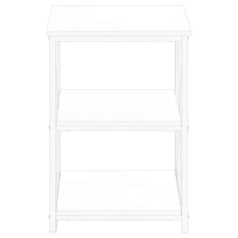 Side table / nightstand - 3 tiers / 2 shelves / square - 26"h - white / white - Monarch