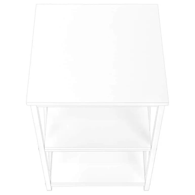 Side table / nightstand - 3 tiers / 2 shelves / square - 26"h - white / white - Monarch