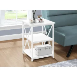 Side table / nightstand - 3 tiers / 2 shelves / square - 26