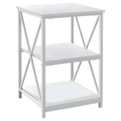 Side table / nightstand - 3 tiers / 2 shelves / square - 26