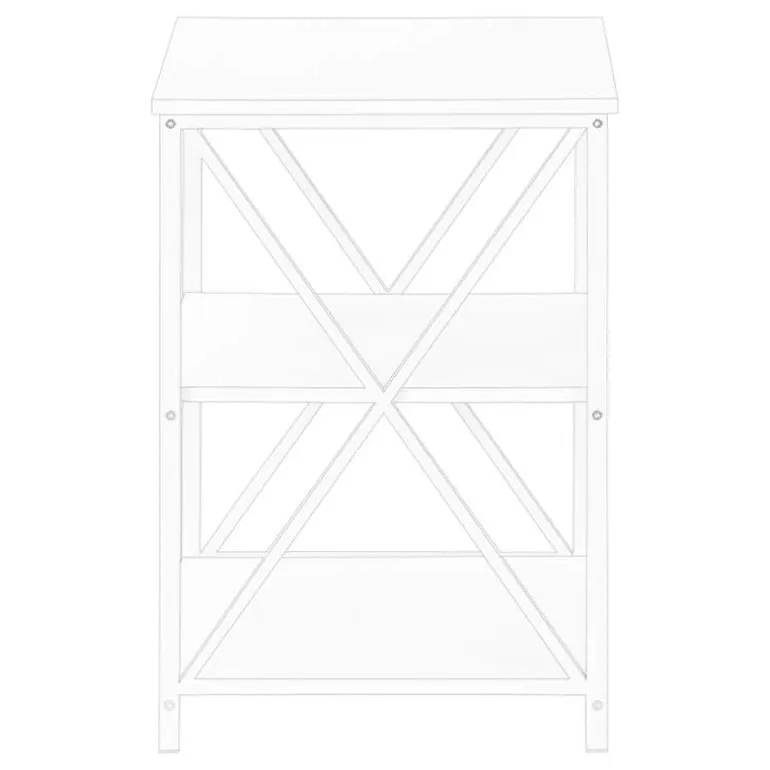 Side table / nightstand - 3 tiers / 2 shelves / square - 26"h - white / white - Monarch