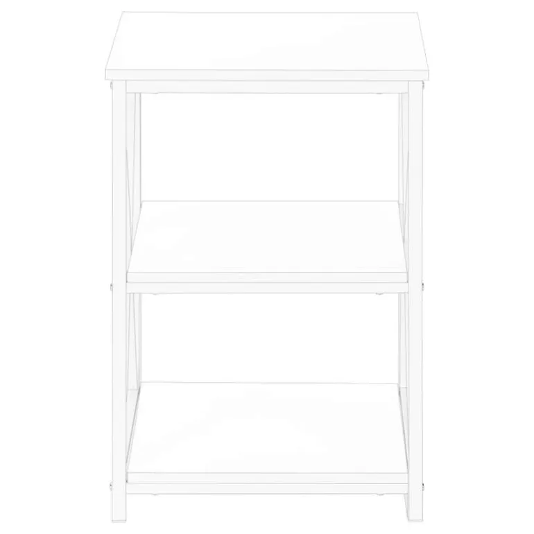 Side table / nightstand - 3 tiers / 2 shelves / square - 26"h - white / white - Monarch