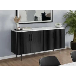 Sideboard Buffet Cabinet with Faux Marble Top