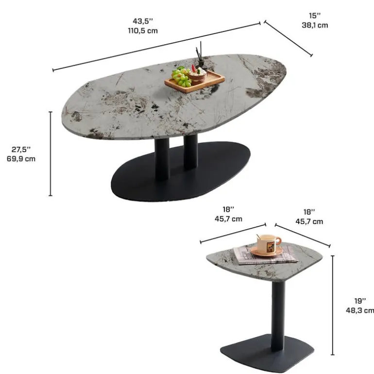 Sintered Stone Nesting Table Set