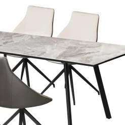 Sintered Stone Table and 4 Kitchen Armchairs - Cream and Grey