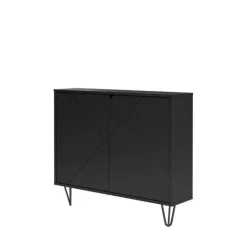Slim 2-Door Storage Cabinet, Black - Nexera