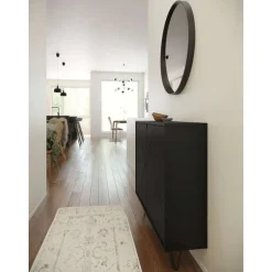 Slim 2-Door Storage Cabinet, Black - Nexera