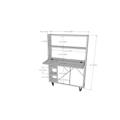 Slim Secretary Desk, Nutmeg And Charcoal Grey - Nexera