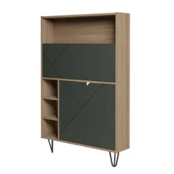Slim Secretary Desk, Nutmeg And Charcoal Grey - Nexera