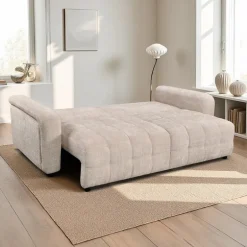 Sofa Bed with Under-Seat Storage - Beige