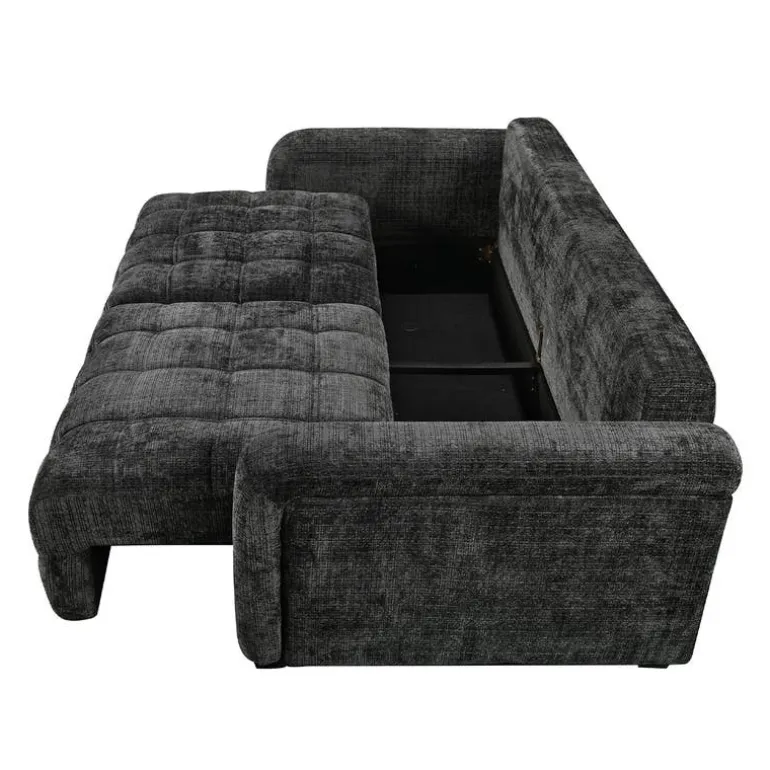 Sofa Bed with Under-Seat Storage - Grey