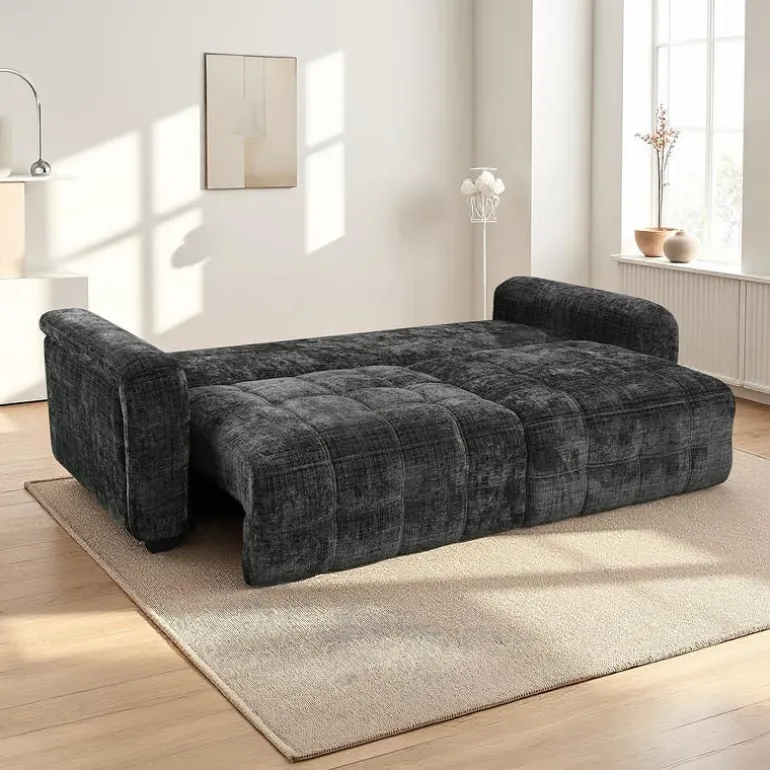 Sofa Bed with Under-Seat Storage - Grey