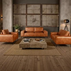 Sofa with Deep Seats and Square Armrests