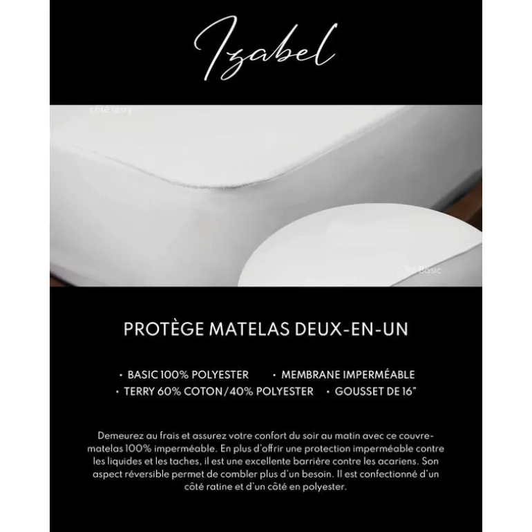 Split-Head Fresh Waterproof and Reversible Mattress Protector - Queen