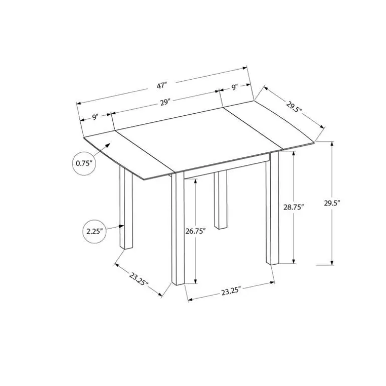 Square Extendable Dining Table 30" to 48" - Monarch