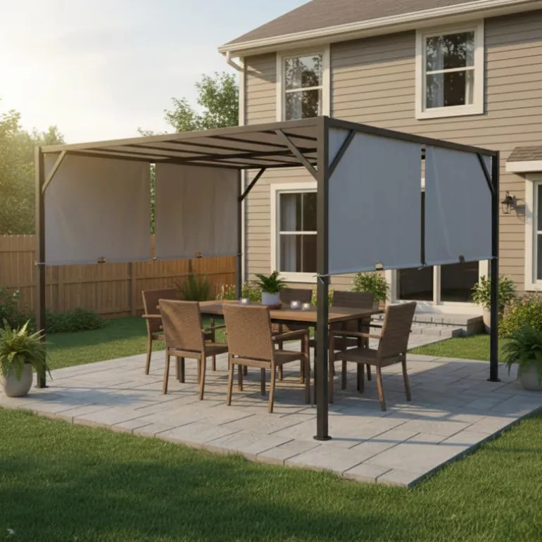 Steel Pergola 10' x 10' - Grey