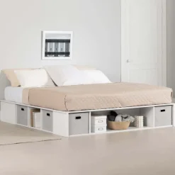 Storage Platform Bed With Baskets (78