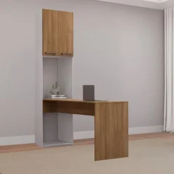 Storage Unit with Desk - Brown
