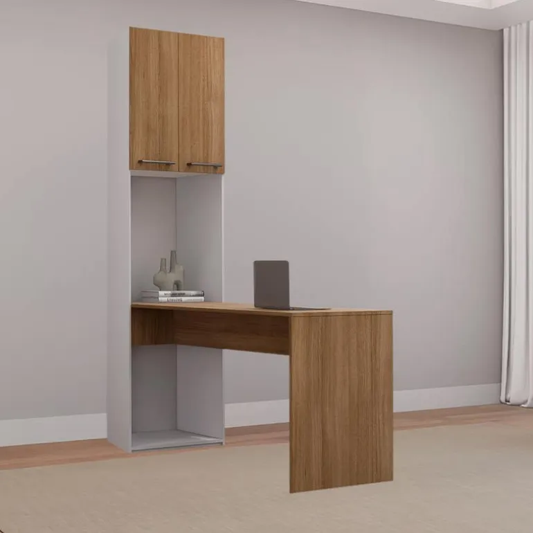 Storage Unit with Desk - Brown