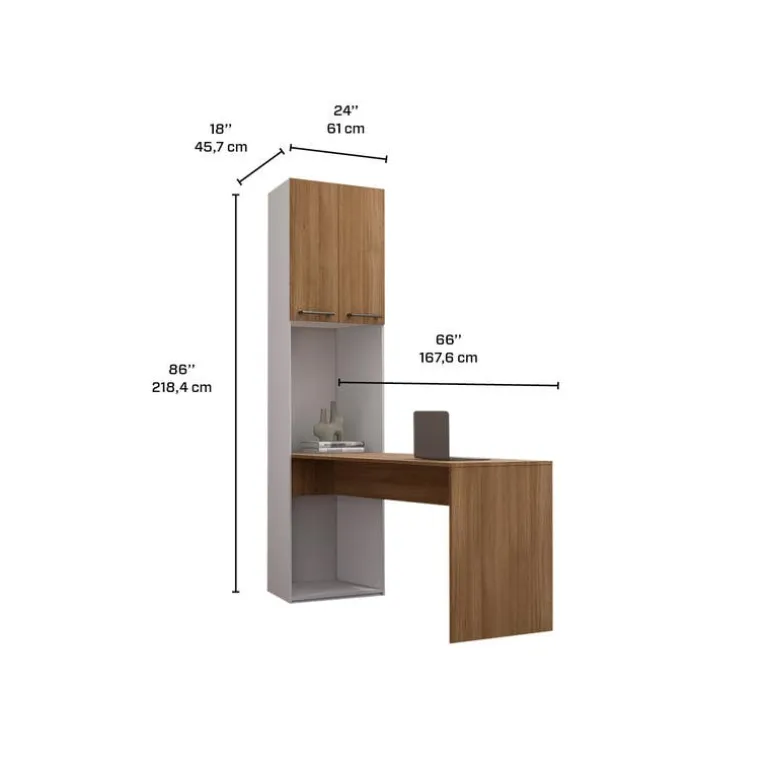 Storage Unit with Desk - Brown