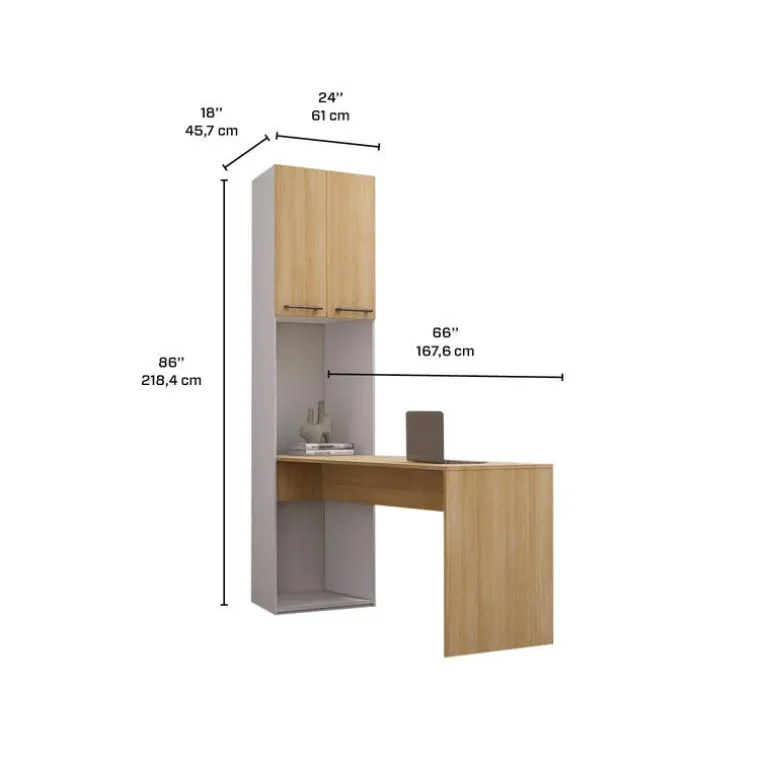 Storage Unit with Desk - Natural