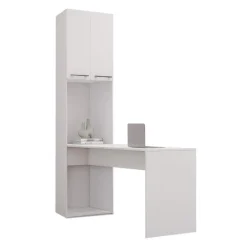 Storage Unit with Desk - White
